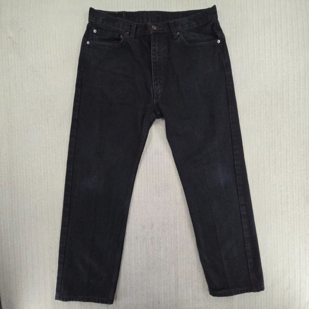 Levis 501 Jeans Mens 36x30 Black Denim Button Fly Straight Leg Dark Wash